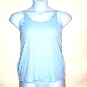 Prana Women's Arbor Tie Back Tank Top Size S Blue Low Back Stretch Pullover